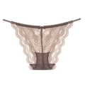 Lace French style low waist panties in coffee brown with delicate bow decoration - S / Dusty Pink