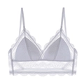 Bralette a triangolo in pizzo bianco stile francese senza ferretto e spalline sottili - S / Bianco