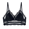 Elegant black lace triangle bralette with wireless design and floral mesh detailing - S / Black Lace Style A