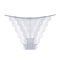 White French lace panties with delicate floral pattern and slim waistbands for women - S / White