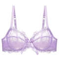Reggiseno in pizzo lavanda con ricami floreali e fiocco di raso sulla parte centrale - 70A / Viola Chiaro