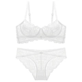 Detailansicht der weißen floralen Spitzenunterwäsche mit verstellbaren Trägern - 75A / Weiß