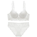 Completo intimo in pizzo bianco con reggiseno push-up e slip abbinati su sfondo bianco - 70A / Bianco