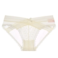 Culotte beige en dentelle à taille basse croisée avec détail petit nœud - S / Beige