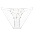 Elegant white mesh panties with floral embroidery and sexy double side straps - S / White