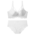 Set lingerie elegante in pizzo floreale bianco con rete e spalline multiple - 70A / Bianco
