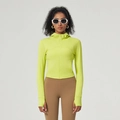 Giacca sportiva slim verde fluorescente con cappuccio e fori per i pollici da donna - S / Giallo e Verde