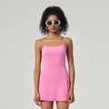 Rosa Sportkleid mit dünnen Trägern und Seitenschlitz für Tennis oder Golfmode - S / Pflaumenrosa