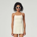 Damen Sportkleid in Cremeweiß mit schmalen Trägern und elegantem Seitenschlitz - S / Milchweiß