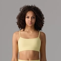 Sujetador deportivo minimalista amarillo claro con tirantes finos y diseño sin costuras - S / Amarillo Lavado