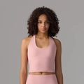 Top de yoga halter rosa palo con copas integradas para fitness y deportes - S / Rosa Arcilla