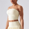 Ensemble de sport beige avec haut bandeau froncé élastique et jupe plissée - S / Abricot Crème