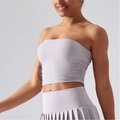Haut tube de sport lavande avec fronces latérales et coussinets pour le yoga et le fitness - S / Gris Nuage