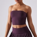 Ensemble haut de sport violet foncé et jupe plissée pour yoga et fitness femme - S / Rouge Prune