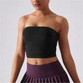 Eng anliegendes schwarzes Sport-Bandeau-Top mit elastischem Design für Fitness - Schwarz