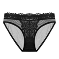 Slip francesi ultra sottili in pizzo nero con ricami floreali e dettagli raffinati - M / Nero