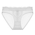 Mutandine sexy bianche a vita bassa in pizzo con ricamo floreale e mesh velato - M / Bianco