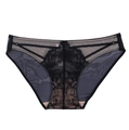 Bragas sexys de encaje de cintura baja para mujer en diseño de malla negra y gris - S / Negro