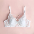 Set reggiseno in pizzo bianco con ricamo floreale e coppe a forma di orecchie di coniglio - 70B / Top Bianco