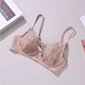 Pale pink lace push-up bra with floral embroidery and supportive underwire detail - 70B / Tops / Coffee