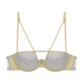 Dettaglio reggiseno stile francese bicolore metallizzato con spalline incrociate - S / Top Oro