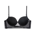 Nahtloser schwarzer Spitzen-BH mit Mesh-Flügeln und Punktmuster für eine Silhouette - 70B / BH / Schwarz