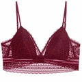 Σετ δαντελένιο σουτιέν bralette με τριγωνικά καπ χωρίς μπανέλες σε μπορντό χρώμα - Μπορντό