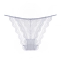 Culotte élégante en dentelle française blanche avec nœud en soie et entrejambe en coton - S / Blanc