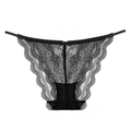 Culotte sexy en dentelle florale noire pour femmes avec maille transparente et nœud - S / Noir