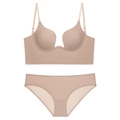 Conjunto de sujetador push-up y braga sin costuras color piel con escote V - 70A / Juego / Color Piel