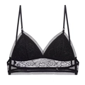 Bralette de encaje negro estilo francés con cuello en U, copas sin aro y diseño de espalda aire - S / Negro