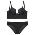 Ensemble soutien-gorge noir sans couture en U avec culotte extensible assortie - 70A / Haut Et Bas / Noir
