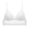 Bralette de encaje blanco francés con copas triangulares y delicados motivos florales - S / Blanco