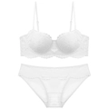 Elegante set di lingerie in pizzo bianco con reggiseno con ferretto morbido - S / Set con Zirconia Bianca