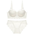 Dettaglio di un set di lingerie in pizzo bianco con reggiseno con ferretto e slip - 70A / Set Reggiseno E Slip / Bianco