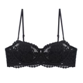 Elegante reggiseno in pizzo floreale nero con ferretto e spalline regolabili in piano - S / Top Nero