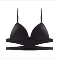 Reggiseno a triangolo nero senza cuciture con elegante design incrociato sulla schiena - L / Tops / Nero