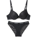 Completo intimo nero sexy con elastico logato e trama in mesh traspirante - 85C / Nero