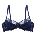 Lace bra in deep blue floral embroidery with underwire support and adjustable straps - 80A / Tops / Blue