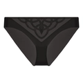 Detalle del bordado negro y la malla transparente en esta braga sin costuras - S / Braga Negra