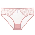 Pink sheer lace panties with floral embroidery and breathable cotton crotch lining - S / Pink