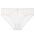 French style thin lace panties in beige with floral embroidery and low waist cut - S / Off-white