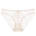Bragas de encaje sexy en color crema con diseño floral y lazo pequeño decorativo - S / Albaricoque