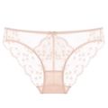 Braga de encaje floral color piel de talle bajo con detalle de lazo y diseño sexy - S / Color Piel