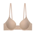 Seamless front-closure push-up bra in nude color with adjustable thin straps and smooth fabric - 70A / Nude