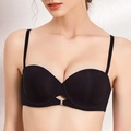 Elegant black seamless push-up bra with crystal buckle and adjustable thin straps - Black Top / 70C