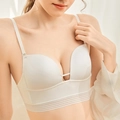 Soutien-gorge sans couture blanc cassé avec col en U profond et bande élastique à rayures - Haut Blanc