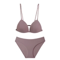 Seamless triangle bra and panties set in dusty mauve without wires for women - S / Set / Purple