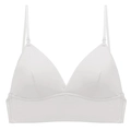 Detalle de bralette de triángulo blanco con tela sin costuras y tirantes finos - S / Blanco Brillante