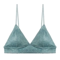 Reggiseno a triangolo senza cuciture in tessuto verde acqua scintillante con spalline sottili - S / Parte Superiore Texture Denim / Blu